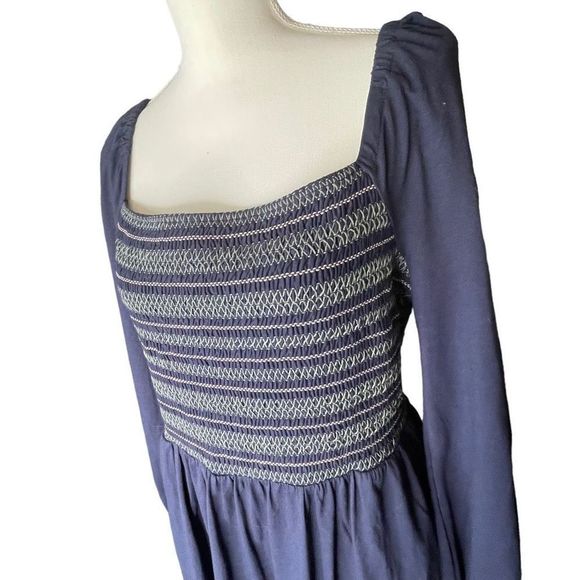 Boden Women's Navy Blue Smocked Jersey Midi Square Neck Dress Size … - Picture 6 of 9